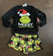 Grinch Womens Pajama Set New Sz XL Top & Shorts Plush Merry Grinchmas