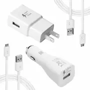 Adaptive Car Charger / Home Fast Charger Plug Wall Adapter W/ 2 Charging Cords