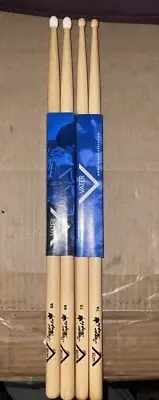 2 NEW Pair VATER 7A & 5A SUGAR MAPLE Wood Nylon Tip Drum Sticks Tone Matched US