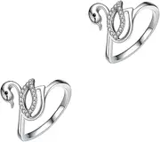 [SHERCHPRY] 2pcs for Girls Rings Anniversary Rings Memorial 925 Sterling Silver Rings Personalized Rings Trendy Rings Decent Girls Fashion Silver Jewelry