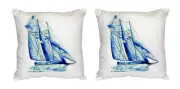 Pair of Betsy Drake Blue Sailboat No Cord Pillows