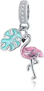 [Eternalll Jewellery Animal Charms] Colorful Enamel Unicorn Charms for Pandora Bracelets 925 Sterling Silver Animal Charms for Bracelets Unicorn Necklace Bracelets (Pink Flamingos Charms), enamel