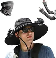 [Generic] Colitt Fishing Hat with Fans, Colitt - Fishing Hat with Built in Fan, Wide Brim Solar Fan Outdoor Hat-Solar & USB Charging