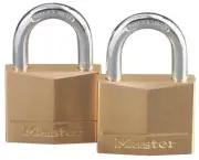 NEW MASTER LOCK 140T PACK 2 SOLID BRASS KEYED PADLOCK 1/4" X 7/8" 6739924