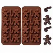 2-Pack Gingerbread Man Chocolate Molds Set - MoldFun Christmas Party Gingerbread Man Silicone Molds for Ice Cubes, Soaps, Candles, Muffins, Cookies, Jello Shots