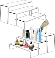 6PCS Acrylic Risers for Display, Acrylic Display Stand, Large Size Clear Stand for Collectibles, Jewelry, Figures Toys, Cupcake, Dessert, Decorations