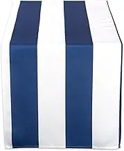 DII Cabana Stripe Outdoor Tabletop Collection, Stain/Wrinkle Resistant & Waterproof, Table Runner, 14x108, Nautical Blue
