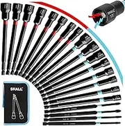 SHALL 20PCS Magnetic Nut Driver Set, 6” Long Nut Drivers for Impact Drill, SAE & Metric 1/4” Hex Shank Nut Driver Bit & Impact Drill Driver Bit w/Power Screwdriver Bits PH1/PH2/SQ2/T20, Storage Bag
