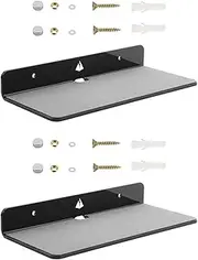 2X Wall Shelf Speaker Stand, Acrylic Wall Mount Display Shelf for Bluetooth Speaker, Webcam, Cell Phones, Toy-Black