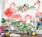 3D Flamingo Floral Wallpaper Wall Mural Removable Self-adhesive 1045