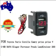 Car Mobile Charger Socket Dual USB Port Display Adapter FOR Toyota Prado Prius