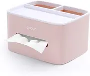 zolyet Multifunctional Facial Tissue Box Cover Napkin Holder Dispenser Storage Box Case Caddy Organizer with Removable Jewery Tray for Vani Countertops Desk Office Dorm Home Pink