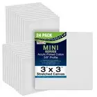 Blank Cotton Canvas Panels 3"x3" 24-Pack Mounted Art Boards Paint Supplies