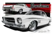 HOLDEN SANDMAN HQ UTE GLACIER WHITE A1 STRETCHED CANVAS (HC308E)