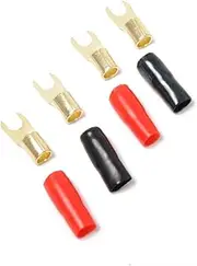 MERRYHAPY Crimp Terminals Pack 10 Pairs of 8 Gauge Terminal Blocks Crimp Connectors for Speaker Wire Plated Fork Adapters Heat Tested Corrosion Resistant
