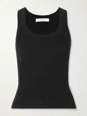 [Max Mara] Max Mara - Leisure Siro Ribbed Jersey Tank - Black - small small Black