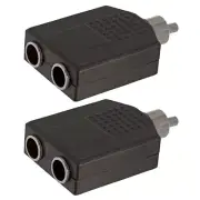 2x RCA Male Plug to 2x 6.35mm 1/4" Female Mono Jack Audio Adapter Convertor