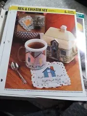 Annie's Plastic Canvas Club Pattern, Leaflet, MUG & COASTER SET