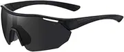 [Jualyue] Polarized Sports Sunglasses Wrap Around Sunglasses Cycling Running Sun Glasses for Men Women Black Summer Outdoor Use