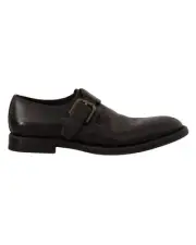 Dolce & Gabbana Monk Strap Leather Shoe Men Black Formal