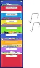 Godery Wall Hanging Pocket Chart, Fabric File Folder Holder, Colorful Cascading File Organizer for Classroom, Home Filing, Office Supplies, Papers, Books, Toys, Wall or Over Door Mount (8 Pocket)