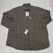 Van Heusen Men Extreme Stain Defense Beige Stone Dress Shirt Tall Fit 18.5 35-36