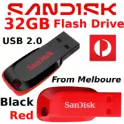 SanDisk 32GB Cruzer Blade USB Flash Drive Memory Stick - Black / Red