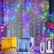 300 LED Window Curtain String Lights 3m*3m USB Powered Waterproof Xmas Decor