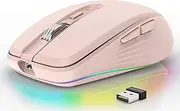 Rose Wireless Gaming Mouse with Light, 2.4G & Bluetooth Mouse with 14 RGB Lighting Effects, 2400 DPI Adjustable, 3D Scroll Wheel, Rechargeable Gaming Mice for Laptop Desktop for Windows for OS X