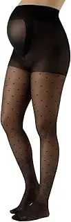 [CALZITALY] Sheer Maternity Tights Pregnancy Pantyhose with Polka Dots Patterned Maternity Pantyhose Black S, M, L, XL 20 DEN Made in Italy (M, Black)
