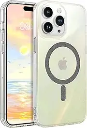 VENINGO iPhone 15 Pro Max Case, Compatible with MagSafe Magnetic Shiny Shockproof Clear Cute Bling Sparkle for Women Girls Magic Blue Light Protective Cover for iPhone 15 Pro Max 6.7'', Clear Glitter