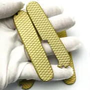 1 Pair Custom Made DIY Brass Handle Scales for 91mm Victorinox Swiss Army Knife