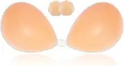 [SWEMNED] Adhesive Invisible Strapless Bra - Breast Lift Backless Push Up Silicone Bra，Reusable Women Sticky Bra with Two Nipple Covers