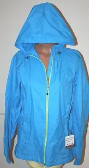EDDIE BAUER WINDBREAKER LIGHT COVER RAIN COAT RIPPAC WIND zippered JACKET AQUA S