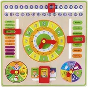 XIYINAPST Wooden Educational Clock Toy Smart Design Suitable for Kids Children Early Education Time Date Season Weather