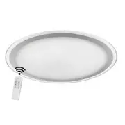 Telbix Lighting Astrid LED 80W Dimmable Oyster Light 800mm with RF Remote - Tri-Colour - Silver