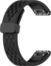 ahayo Air-holes Silicone Watch Strap for Garmin epix 2 / Fenix 7 / Fenix 6 / Fenix 5 / Instinct 2, Quick Fit 22mm Soft Sport Wristband with Fold-over Magnetic Clasp for Forerunner 955