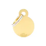 My Family Basic Circle Pet Tag Collar Accessory Golden Brass - 2 Sizes