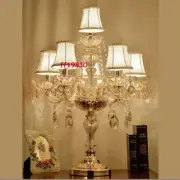 European Candles Arm Crystal Table Lamp Gold Silver Desk Light Fixture Decorate