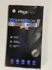 PhysFlex COMPRESSION SOCKS Stockings 20-30mmHg Size S/M Black for men or women