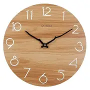 12 Inch Wood Wall Clock Quartz Analog, Silent Non-Ticking, Decorative Modern