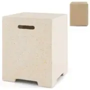 Costway Outdoor Side Table 16'' Terrazzo Hideaway Tank 20 lbs W/Protective Cover