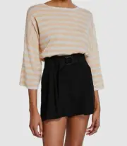 $299 Vince Women's Beige Striped Boxy Wool & Cashmere Pullover Top Size XL