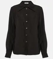 [The Row] The Row Conan silk crêpe de chine shirt AU 16 black
