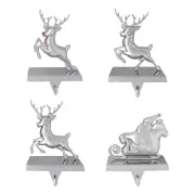 Christmas Stocking Holder Set of 4 - Santa’s Sleigh Rudolph The Red Nose Rein...