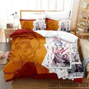 v1577 Bed Sheets Anime Touhou Project Bedding Set Duvet Cover Bed Set Quilt Cover Pillowcase Comforter king Queen Size Boys Adult 3-Piece Bedding Set