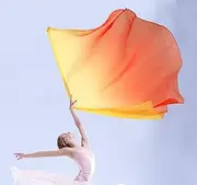 2Pcs Dance Worship Flag with Telescopic Pole Portable Worship Banner Soft Praise Dance Flag Elegant Worship Dance Flags Praise Dance Worship Flags for Church Dance Banner 1.4×1.9m (Yellow Red)