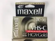 Maxell TC-30 HGX-Gold Blank VHS-C Camcorder Video Cassette Tapes (2 Pack)