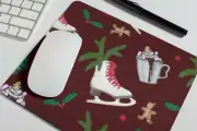 Ice Skating Festive Holiday Mouse Pad for Computer Office Gaming Desk Non-Slip