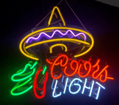 20"x18" Coors Light Neon Sign Beer Bar Real Glass Handmade Sign USA Stock